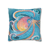 Rainbow Octopus Orange Watercolor Art Spun Polyester Square Pillow Case Home Decor