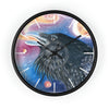 Raven Galaxy Stars Spirit Watercolor Art Wall Clock Black / 10 Home Decor