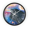 Raven Galaxy Stars Spirit Watercolor Art Wall Clock Black / White 10 Home Decor