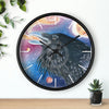 Raven Galaxy Stars Spirit Watercolor Art Wall Clock Home Decor