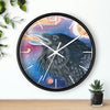 Raven Galaxy Stars Spirit Watercolor Art Wall Clock Home Decor