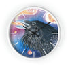 Raven Galaxy Stars Spirit Watercolor Art Wall Clock White / Black 10 Home Decor