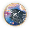 Raven Galaxy Stars Spirit Watercolor Art Wall Clock Wooden / White 10 Home Decor