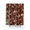 Red Black Leaves Art Watercolor Shower Curtain 71X74 Home Decor