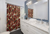 Red Black Leaves Art Watercolor Shower Curtain Home Decor