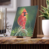 Red Cardinal Bird Oil Painting Fine Art Ceramic Photo Tile Home Decor