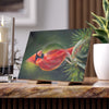 Red Cardinal Bird Oil Painting Fine Art Ceramic Photo Tile Home Decor