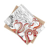 Red Kraken Octopus On Vintage Map Nautical Ink Art Ceramic Photo Tile Home Decor