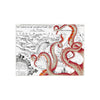 Red Kraken Octopus On Vintage Map Nautical Ink Art Ceramic Photo Tile Home Decor