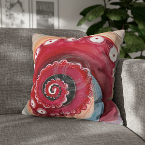 Red Octopus Kraken Tentacles Acrylic Art Spun Polyester Square Pillow Case 20 × Home Decor