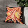 Red Octopus Kraken Tentacles Black Watercolor Ink Art Spun Polyester Square Pillow Case 14 × Home