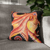 Red Octopus Kraken Tentacles Black Watercolor Ink Art Spun Polyester Square Pillow Case 16 × Home
