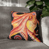 Red Octopus Kraken Tentacles Black Watercolor Ink Art Spun Polyester Square Pillow Case 18 × Home