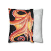 Red Octopus Kraken Tentacles Black Watercolor Ink Art Spun Polyester Square Pillow Case Home Decor