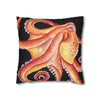 Red Octopus Kraken Tentacles Black Watercolor Ink Art Spun Polyester Square Pillow Case Home Decor