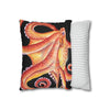 Red Octopus Kraken Tentacles Black Watercolor Ink Art Spun Polyester Square Pillow Case Home Decor