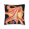 Red Octopus Kraken Tentacles Black Watercolor Ink Art Spun Polyester Square Pillow Case Home Decor