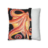 Red Octopus Kraken Tentacles Black Watercolor Ink Art Spun Polyester Square Pillow Case Home Decor