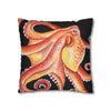 Red Octopus Kraken Tentacles Black Watercolor Ink Art Spun Polyester Square Pillow Case Home Decor