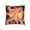 Red Octopus Kraken Tentacles Black Watercolor Ink Art Spun Polyester Square Pillow Case Home Decor