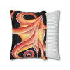 Red Octopus Kraken Tentacles Black Watercolor Ink Art Spun Polyester Square Pillow Case Home Decor