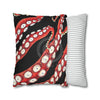 Red Octopus Kraken Tentacles Ink Black Art Spun Polyester Square Pillow Case Home Decor