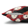 Red Octopus Kraken Tentacles Ink Black Art Spun Polyester Square Pillow Case Home Decor