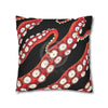 Red Octopus Kraken Tentacles Ink Black Art Spun Polyester Square Pillow Case Home Decor