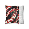 Red Octopus Kraken Tentacles Ink Black Art Spun Polyester Square Pillow Case Home Decor