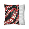Red Octopus Kraken Tentacles Ink Black Art Spun Polyester Square Pillow Case Home Decor