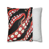 Red Octopus Kraken Tentacles Ink Black Art Spun Polyester Square Pillow Case Home Decor