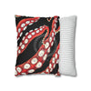Red Octopus Kraken Tentacles Ink Black Art Spun Polyester Square Pillow Case Home Decor