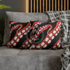 Red Octopus Kraken Tentacles Ink Black Art Spun Polyester Square Pillow Case Home Decor