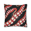 Red Octopus Kraken Tentacles Ink Black Art Spun Polyester Square Pillow Case Home Decor