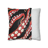 Red Octopus Kraken Tentacles Ink Black Art Spun Polyester Square Pillow Case Home Decor