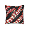 Red Octopus Kraken Tentacles Ink Black Art Spun Polyester Square Pillow Case Home Decor