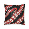 Red Octopus Kraken Tentacles Ink Black Art Spun Polyester Square Pillow Case Home Decor