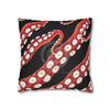 Red Octopus Kraken Tentacles Ink Black Art Spun Polyester Square Pillow Case Home Decor