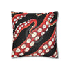 Red Octopus Kraken Tentacles Ink Black Art Spun Polyester Square Pillow Case Home Decor