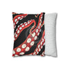 Red Octopus Kraken Tentacles Ink Black Art Spun Polyester Square Pillow Case Home Decor