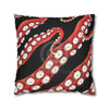 Red Octopus Kraken Tentacles Ink Black Art Spun Polyester Square Pillow Case Home Decor