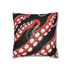 Red Octopus Kraken Tentacles Ink Black Art Spun Polyester Square Pillow Case Home Decor