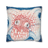 Red Octopus Kraken Tentacles Ink Blue Map Art Spun Polyester Square Pillow Case Home Decor