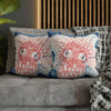 Red Octopus Kraken Tentacles Ink Blue Map Art Spun Polyester Square Pillow Case Home Decor