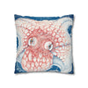 Red Octopus Kraken Tentacles Ink Blue Map Art Spun Polyester Square Pillow Case Home Decor