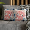 Red Octopus Kraken Tentacles Ink Blue Map Art Spun Polyester Square Pillow Case Home Decor