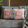Red Octopus Kraken Tentacles Ink Blue Map Art Spun Polyester Square Pillow Case Home Decor