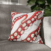 Red Octopus Kraken Tentacles Ink White Art Spun Polyester Square Pillow Case 16 × Home Decor
