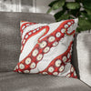 Red Octopus Kraken Tentacles Ink White Art Spun Polyester Square Pillow Case 18 × Home Decor