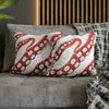 Red Octopus Kraken Tentacles Ink White Art Spun Polyester Square Pillow Case Home Decor